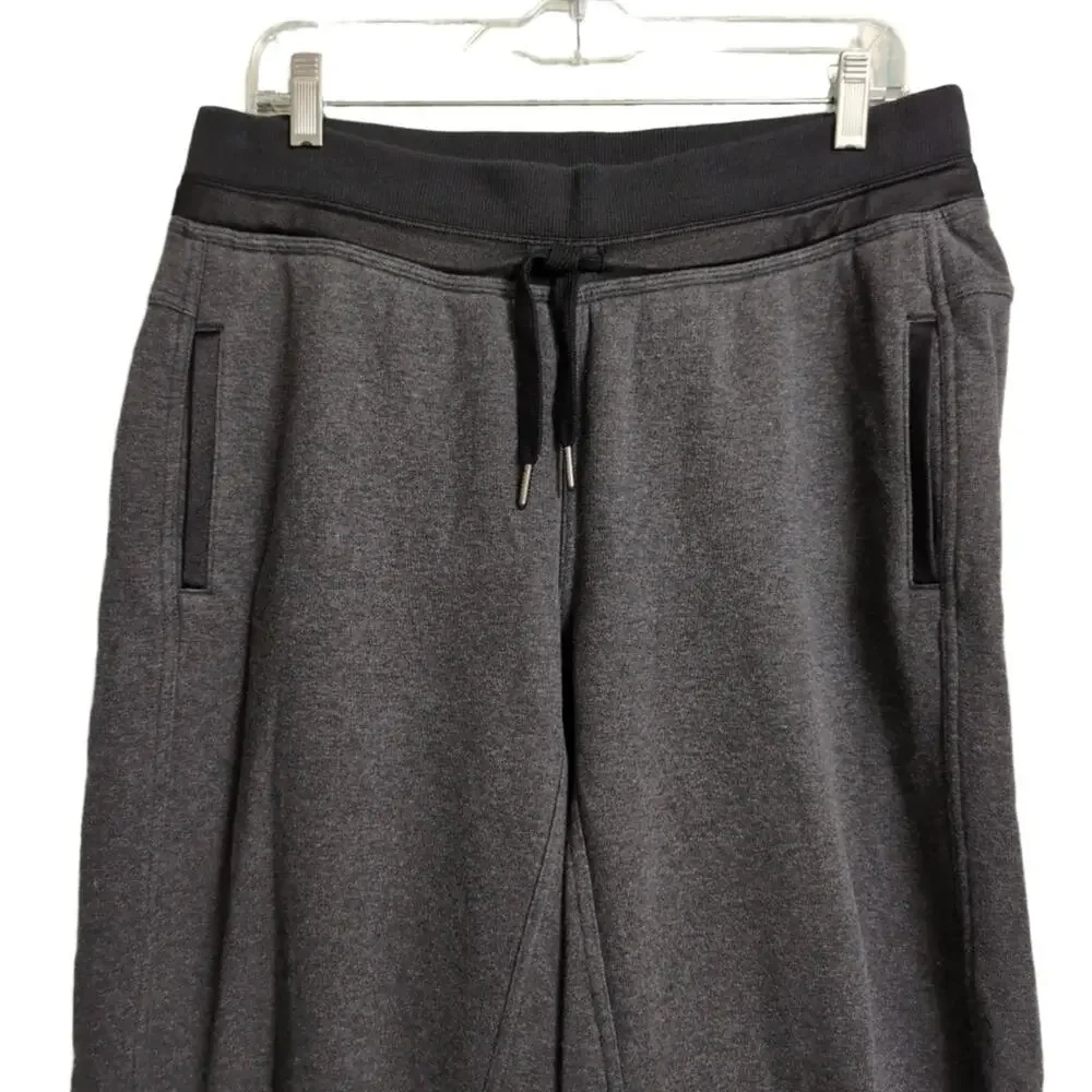 Lululemon Dark Grey Black Drawstring Pockets Tapered Jogger Pants Size 12